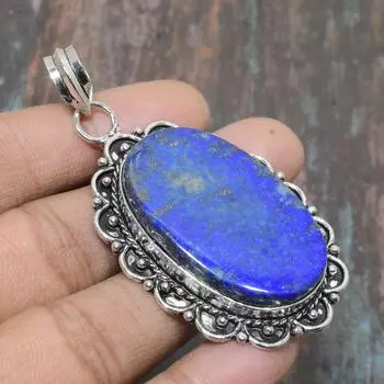 Драгоценный камень лазурит 925 пробы, серебро ручной работы, замечательный ювелирный кулон 2.56 Inche синий