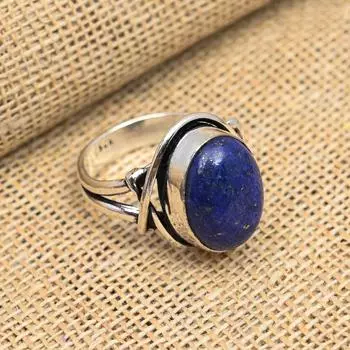 Драгоценный камень лазурит из стерлингового серебра 925 пробы, ювелирные изделия ручной работы, роскошное кольцо для женщин 4 синий