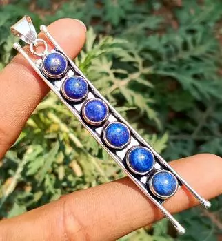 Драгоценный камень лазурит, стерлинговое серебро 925 пробы, 1 шт., унисекс, дизайнерская подвеска-лестница, ювелирные изделия