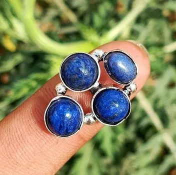 Драгоценный камень лазурит, стерлинговое серебро 925 пробы, 1 шт., регулируемое кольцо с цветком ручной работы, ювелирные изделия