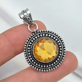 Драгоценный камень медового топаза стерлингового серебра 925 пробы ручной работы отличные подвесные украшения для подарков 1.65 Inches оранжевый