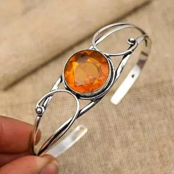 Драгоценный камень медовый топаз, ювелирные изделия из стерлингового серебра 925 пробы ручной работы, элегантные манжеты для женщин