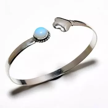 Драгоценный камень молочного опала 925 пробы, посеребренный ювелирный браслет ручной работы