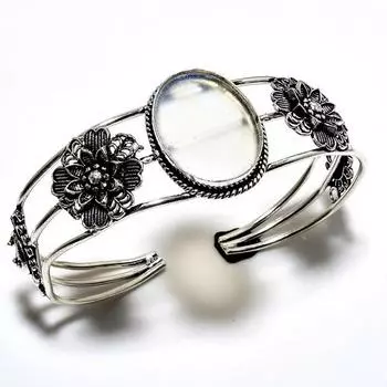 Драгоценный камень молочного опала 925 пробы, посеребренный ювелирный браслет ручной работы