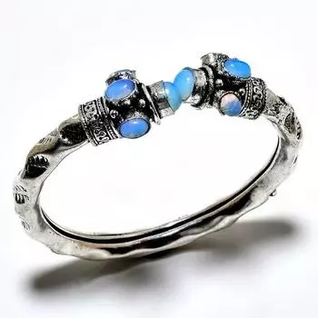 Драгоценный камень молочного опала 925 пробы, посеребренный ювелирный браслет ручной работы