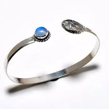 Драгоценный камень молочного опала 925 пробы, посеребренный ювелирный браслет ручной работы