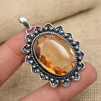 Драгоценный камень морганит, стерлинговое серебро 925 пробы, подвеска ручной работы, ювелирное изделие, изысканный подарок для нее 2.04 Inches оранжевый