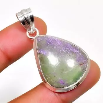 Драгоценный камень Пурпурит 925 посеребренный кулон ручной работы 1,51 дюйма 1.51 фиолетовый