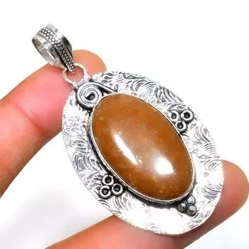 Драгоценный камень яшма Призрачный глаз 925 посеребренная подвеска ручной работы 2,27 дюйма 2.27 розовый