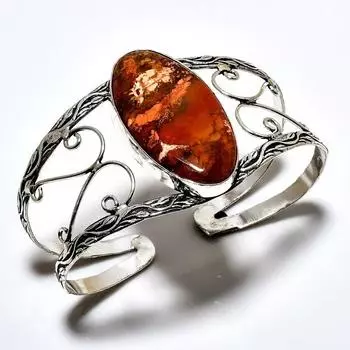 Драгоценный камень яшмы с корнем шлейфа 925 пробы, посеребренный браслет-манжета ручной работы для ювелирных изделий