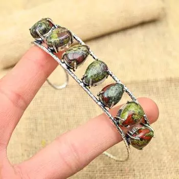 Драгоценный камень яшмы с кровью дракона, регулируемый браслет из стерлингового серебра 925 пробы ручной работы, ювелирные изделия для женщин