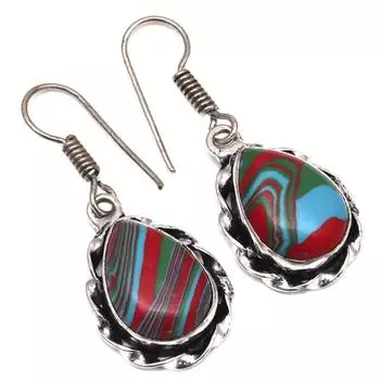 Драгоценный камень радужной калсилики в подарок для нее серебряные серьги 1,5