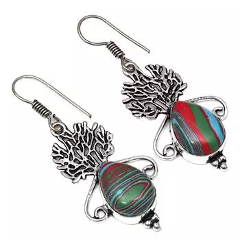Драгоценный камень радужной калсилики в подарок для нее серебряные серьги 1,5