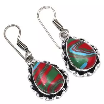 Драгоценный камень радужной калсилики в подарок для нее серебряные серьги 1,5