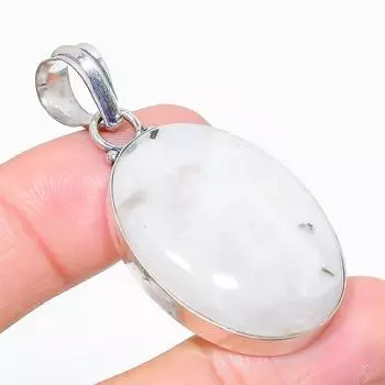 Драгоценный камень Радужный лунный камень \ Ювелирная подвеска из стерлингового серебра 925 пробы 2,01 дюйма u9U56 белый