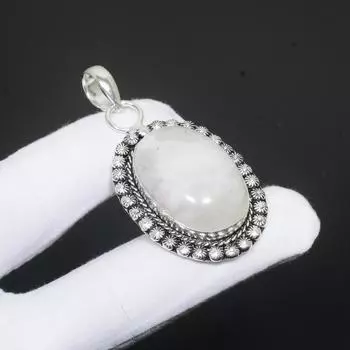 Драгоценный камень Rainow Moonstone, стерлинговое серебро 925 пробы, кулон ручной работы, антикварный кулон, подвеска из натурального лунного камня, подарки для женщин 2.37 белый