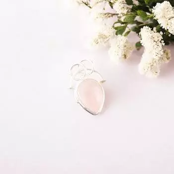 Драгоценный камень Розовый Кварц Ювелирные изделия из стерлингового серебра 925 ручной работы Кулон на день рождения PP-56-23