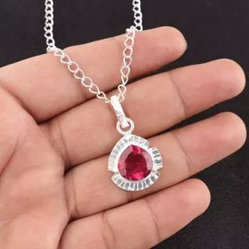 Драгоценный камень Розовый Турмалин Ювелирное изделие из серебра 925 пробы Подвеска 1.15 Свадебный подарок PP-8-15