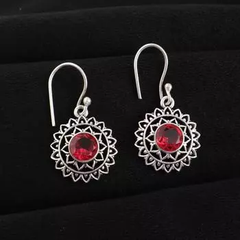 Драгоценный камень Розовый Турмалин Ювелирные изделия из стерлингового серебра 925 пробы Серьги-капли 1,57 CE-19-1