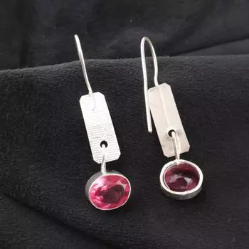 Драгоценный камень Розовый Турмалин Ювелирные изделия из стерлингового серебра 925 пробы Серьги ручной работы 1,9 EE-168-9