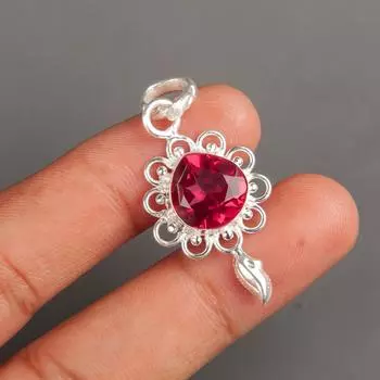 Драгоценный камень Розовый Турмалин Ювелирные изделия из серебра 925 пробы Ручная работа Подвеска 1,80 PP-4-18