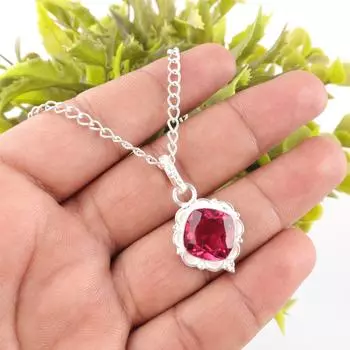 Драгоценный камень Розовый Турмалин Ювелирные изделия из стерлингового серебра 925 ручной работы Подвеска в стиле бохо 1,50 PP-2-12