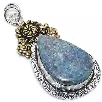 Драгоценный камень рубин фуксит 925 пробы стерлингового серебра ювелирные изделия двухцветный кулон 2.40 s4O91