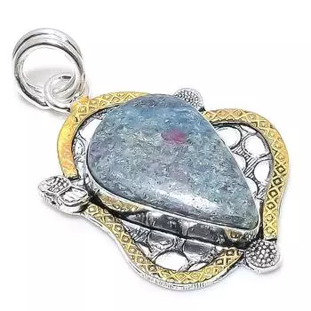 Драгоценный камень RubyFuchsite из стерлингового серебра 925 пробы, двухцветная подвеска 2,09 дюйма T6S82