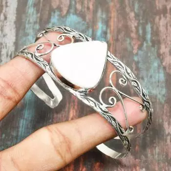 Драгоценный камень сколецит, стерлинговое серебро 925 пробы, милый браслет ручной работы, регулируемый ювелирный браслет Adjustable белый