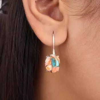 Драгоценный камень Спини Ойстер Ювелирные изделия из стерлингового серебра 925 пробы Ручной работы Серьги 1,05 Для неё EE-173-41