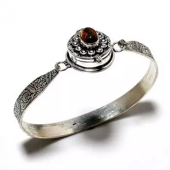 Драгоценный камень «Тигровый глаз» 925 пробы, посеребренный браслет-манжета ручной работы