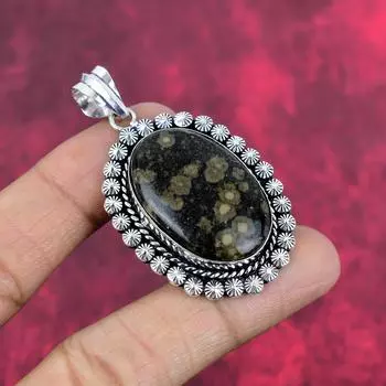 Драгоценный камень в виде кости динозавра, ювелирные изделия ручной работы из стерлингового серебра 925 пробы, очаровательный кулон в подарок для нее 2.36 Inches коричневый