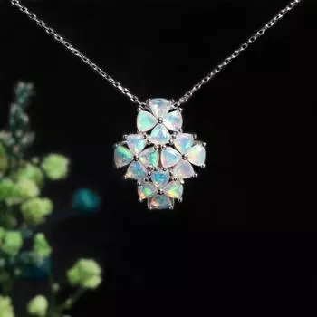 Драгоценный редкий октябрьский день рождения натуральный опал S925 серебряный кулон ожерелье легкий роскошный элегантный женский подарок на свадьбу и годовщину 45CM белый