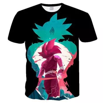 Dragon 3d Print Ball Z Vegeta Goku Super Saiyan Tshirts Casual Tee Anime Shirts Green Rose,M