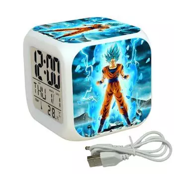 Dragon Ball Z Cartoon Led Alarm Clock Temperature Night Light Decor Bedroom