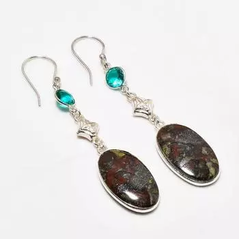 Ювелирные серьги «Кровь дракона» и драгоценный камень «Голубой топаз» 925 пробы с серебряным покрытием 2,84 дюйма