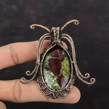 Подвеска из драконьего кровавого камня, обернутая медной проволокой, подвеска из драгоценного камня ручной работы, ювелирные изделия из медной проволоки, подвеска новейшего дизайна, подарки на помолвку