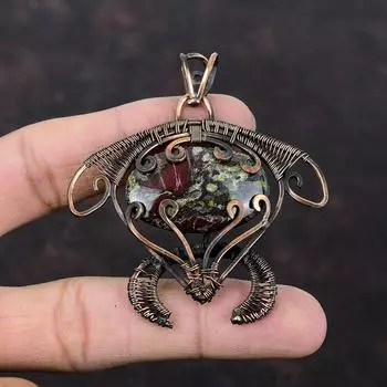 Dragon Bloodstone Pendant Copper Wire Wrapped Pendant Tortoise Gemstone Jewelry Handmade Brand New Pendant Copper Wire Jewelry Gift For Her