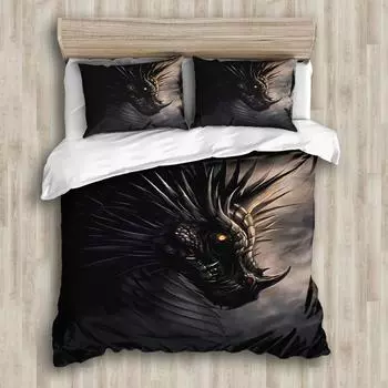 Dragon Duvet Cover Set King Queen Twin Full Size 3D Print Huge Fly Dragon Grey Red Colour for Boys Girls Polyester Bedding Set 70x133cm 2pcs