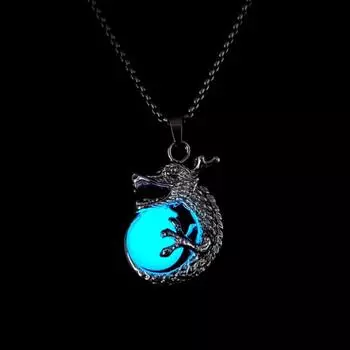 Dragon Luminous Pendant Necklace Punk Style Hip Hop Neck Chains Halloween Necklaces Women Men Style 1