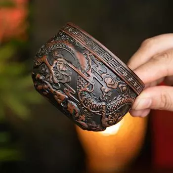 Dragon Master Cup Высококачественный керамический чайный сервиз с тиснением вручную. Фиолетовая керамика. Чайная чашка в стиле кунг-фу. Керамическая посуда. Чашка для чая. 200ml