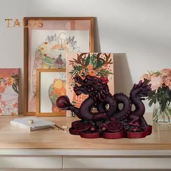 Орнамент Дракона 2024 Год Дракона Привлечет Богатство и Удачу Статуя Дракона Фэн Шуй Статуэтка Китайского Дракона Офисное Украшение Дома Дракон S красный