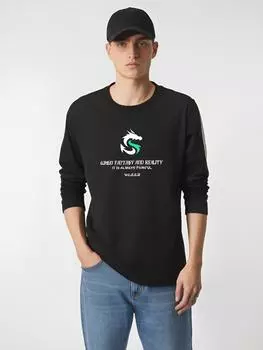 Мужская футболка с длинными рукавами и рисунком дракона из чистого хлопка, размеры S-5XL, мужские повседневные пуловеры S