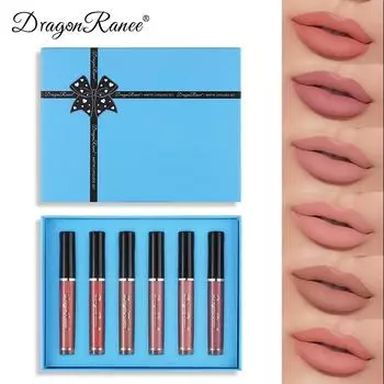Dragon Ranee 6 цветов глазурь для губ Bean Palava Color не легко окунуть чашку Красный увлажняющий блеск для губ Box Beauty Suite на губах 6pcs