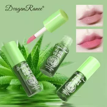 Dragon Ranee Aloe Vera, эссенционное масло для ухода за губами, увлажняющее и увлажняющее, не легко наклеивается на чашку, блеск для губ, вишневый цвет, розовая глазурь для губ, блеск для губ 1pcs