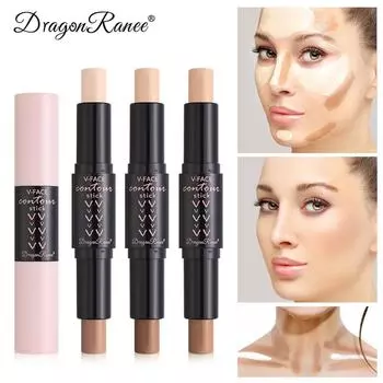 Dragon Ranee Двуглавые матовые тени для носа Shadow Shadow Highlight Highlights и модификация консилера Shadow Pen двойного использования 01