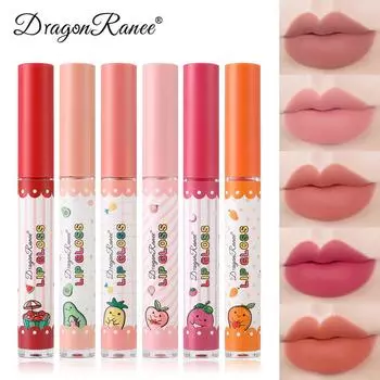 Dragon Ranee Lip Glaze Матовый туманный бархат, не опадает, цветная чашка, красный водостойкий, белый блеск для губ Фруктовая глазурь для губ 01