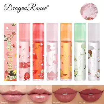 Dragon Ranee Strawberry Прозрачное масло для губ Фруктовое масло для губ Увлажняющее, увлажняющее и увлажняющее, масло для губ с защитой от осени и зимы 01