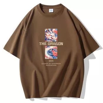 Dragon S-5XL Мужская футболка из чистого хлопка с короткими рукавами Летняя повседневная футболка M