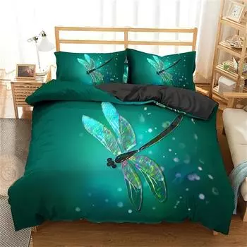 Dragonfly Printed Duvet Cover Set (1 Duvet Cover + 1/2 Pillowcase), Rustic Aesthetic Animal Bedding Set For Bedroom Guest Room EU Single 135x200cm